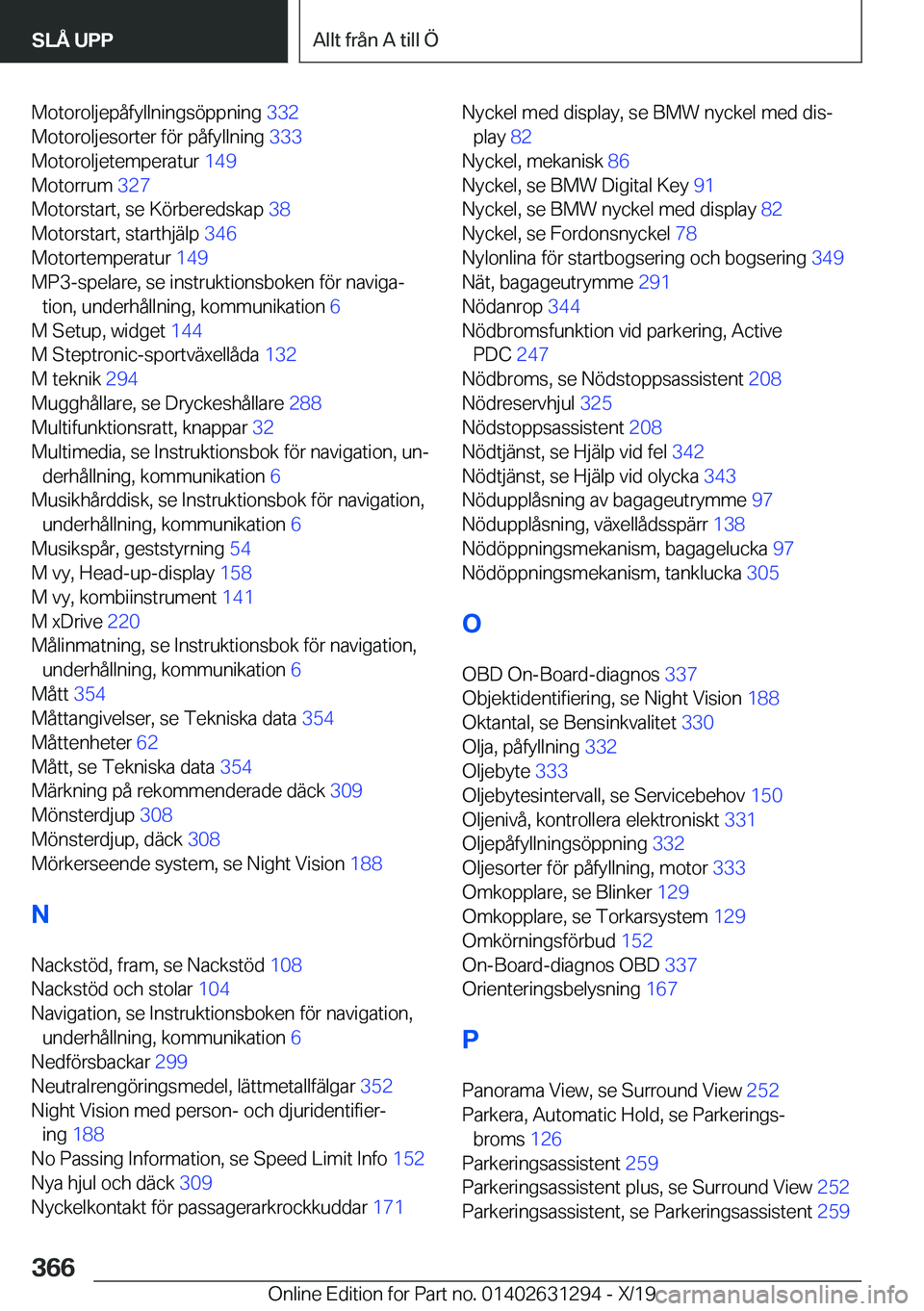 BMW M8 2020  InstruktionsbÖcker (in Swedish) �M�o�t�o�r�o�l�j�e�p�å�f�y�l�l�n�i�n�g�s�