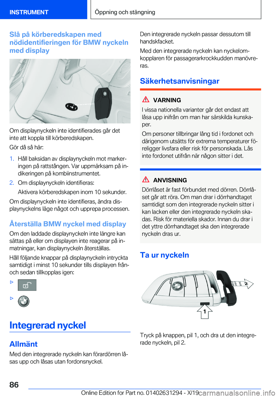 BMW M8 2020  InstruktionsbÖcker (in Swedish) �S�l�å��p�å��k�