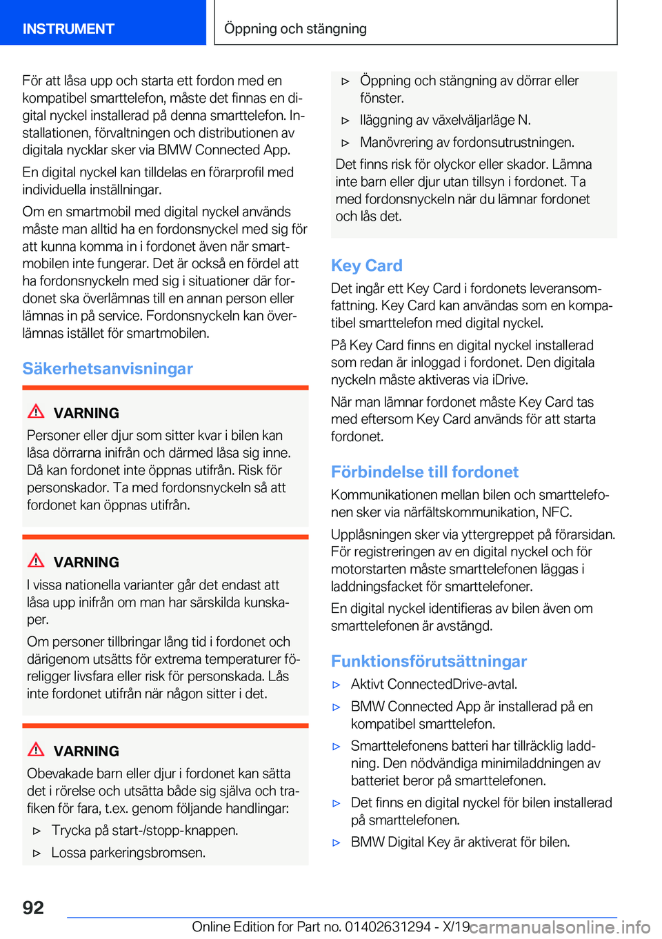 BMW M8 2020  InstruktionsbÖcker (in Swedish) �F�