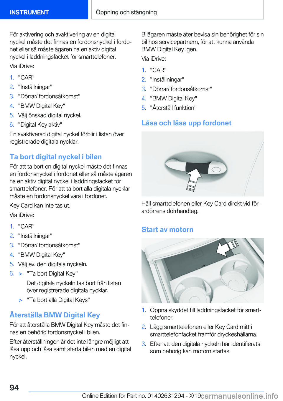 BMW M8 2020  InstruktionsbÖcker (in Swedish) �F�
