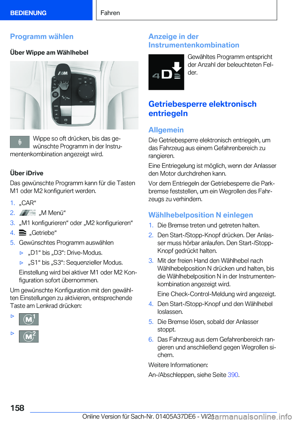 BMW M8 GRAN COUPE 2022  Betriebsanleitungen (in German) �P�r�o�g�r�a�m�m��w�