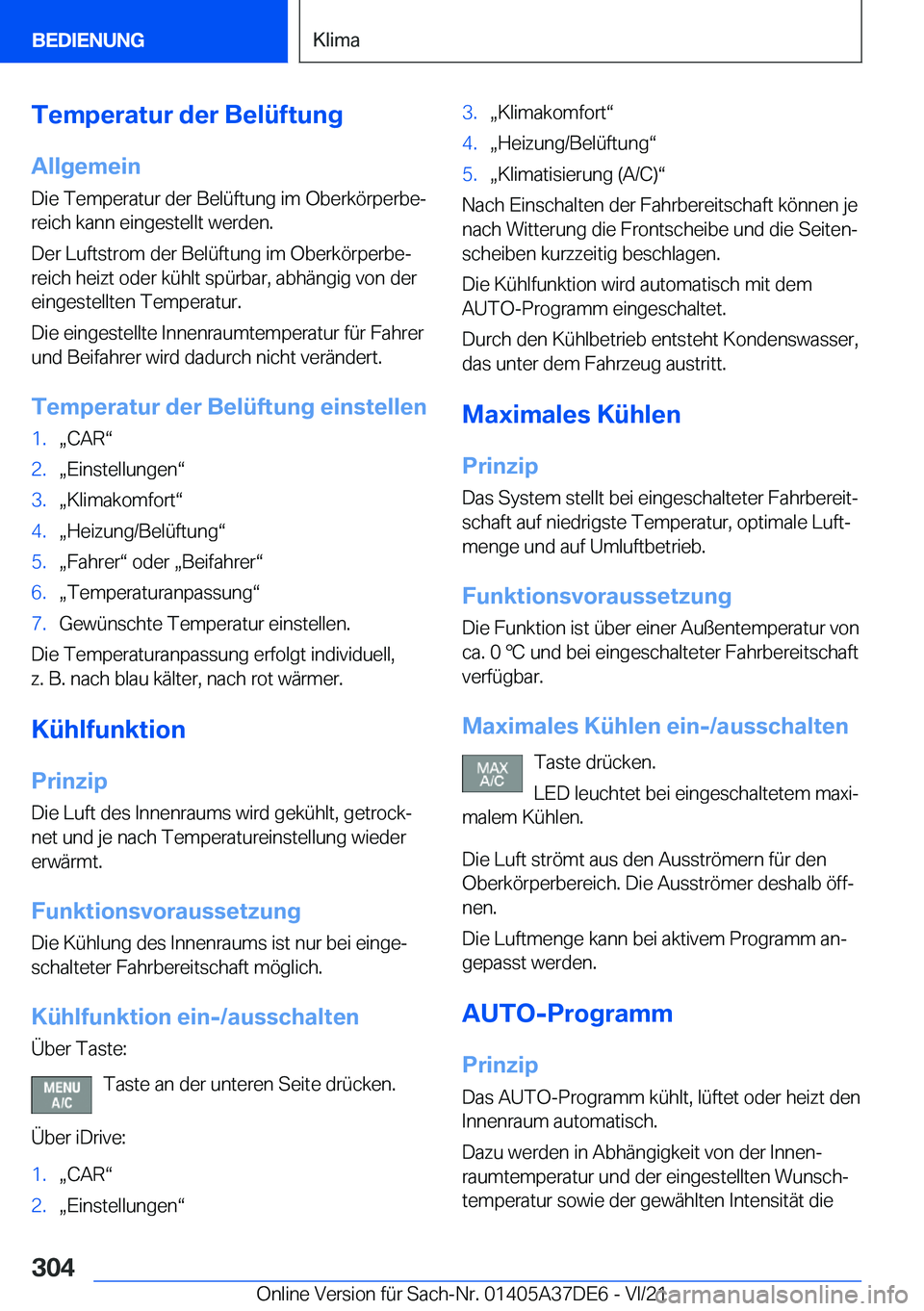 BMW M8 GRAN COUPE 2022  Betriebsanleitungen (in German) �T�e�m�p�e�r�a�t�u�r��d�e�r��B�e�l�