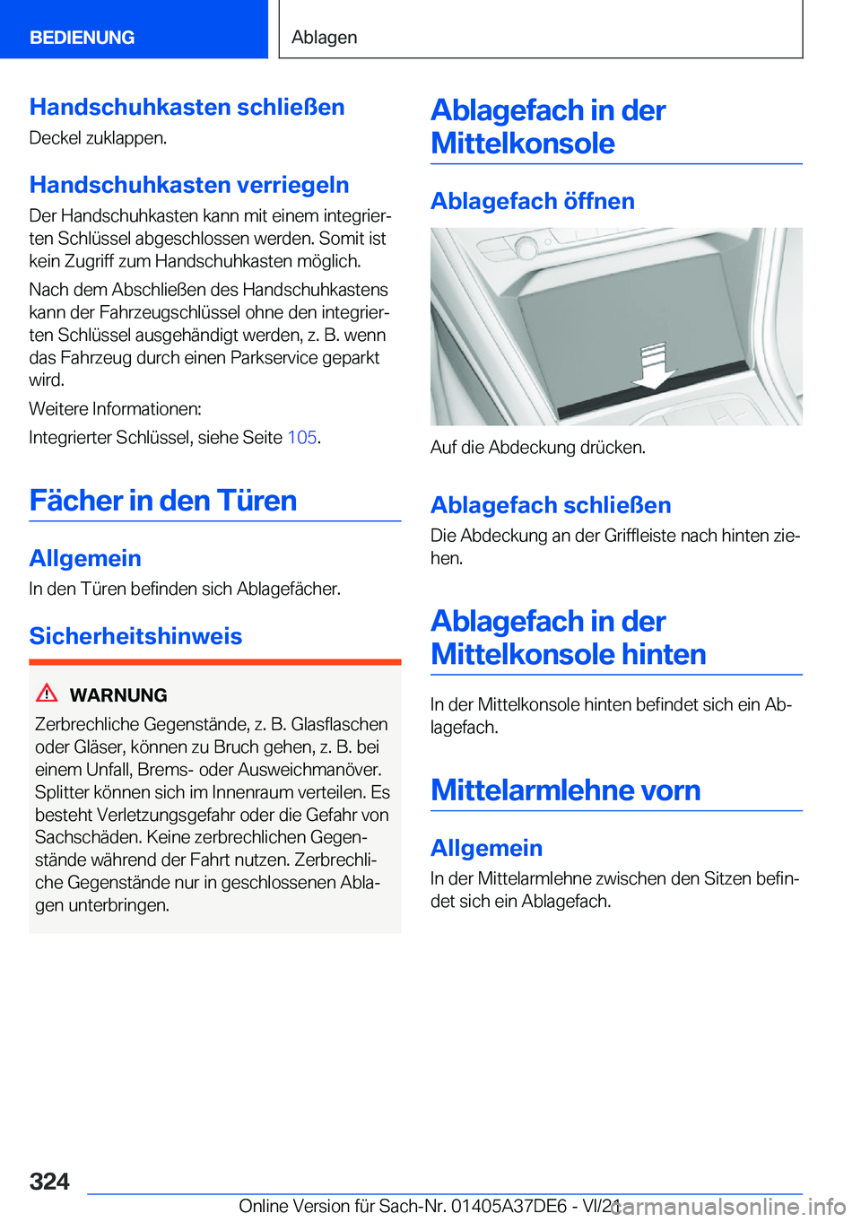 BMW M8 GRAN COUPE 2022  Betriebsanleitungen (in German) �H�a�n�d�s�c�h�u�h�k�a�s�t�e�n��s�c�h�l�i�e�