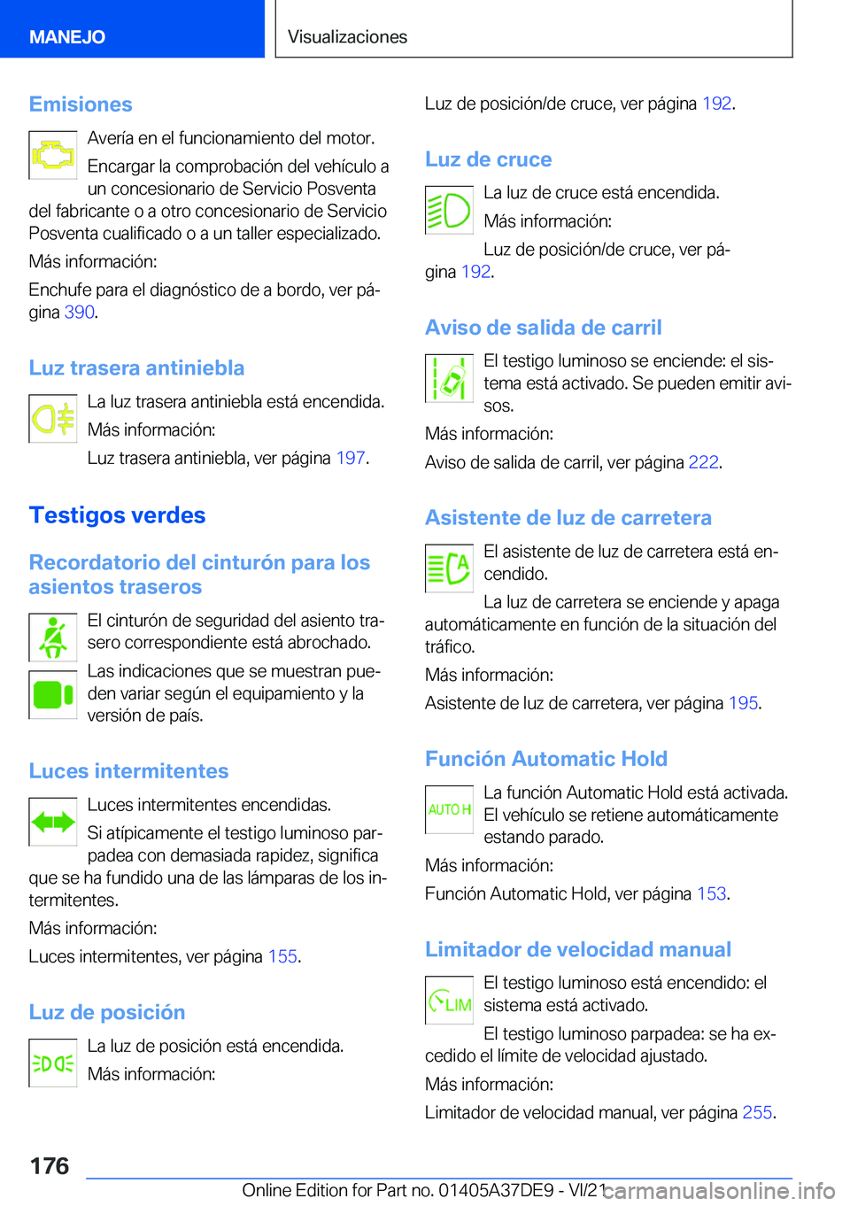 BMW M8 GRAN COUPE 2022  Manuales de Empleo (in Spanish) �E�m�i�s�i�o�n�e�s�A�v�e�r�