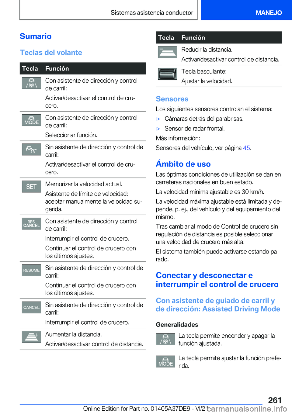 BMW M8 GRAN COUPE 2022  Manuales de Empleo (in Spanish) �S�u�m�a�r�i�o�T�e�c�l�a�s��d�e�l��v�o�l�a�n�t�e�T�e�c�l�a�F�u�n�c�i�