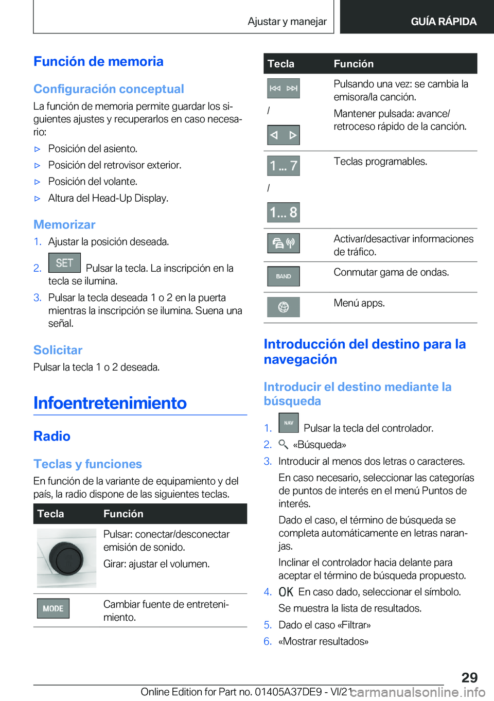 BMW M8 GRAN COUPE 2022  Manuales de Empleo (in Spanish) �F�u�n�c�i�