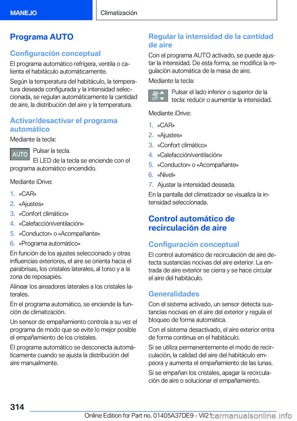 BMW M8 GRAN COUPE 2022  Manuales de Empleo (in Spanish) �P�r�o�g�r�a�m�a��A�U�T�O
�C�o�n�f�i�g�u�r�a�c�i�