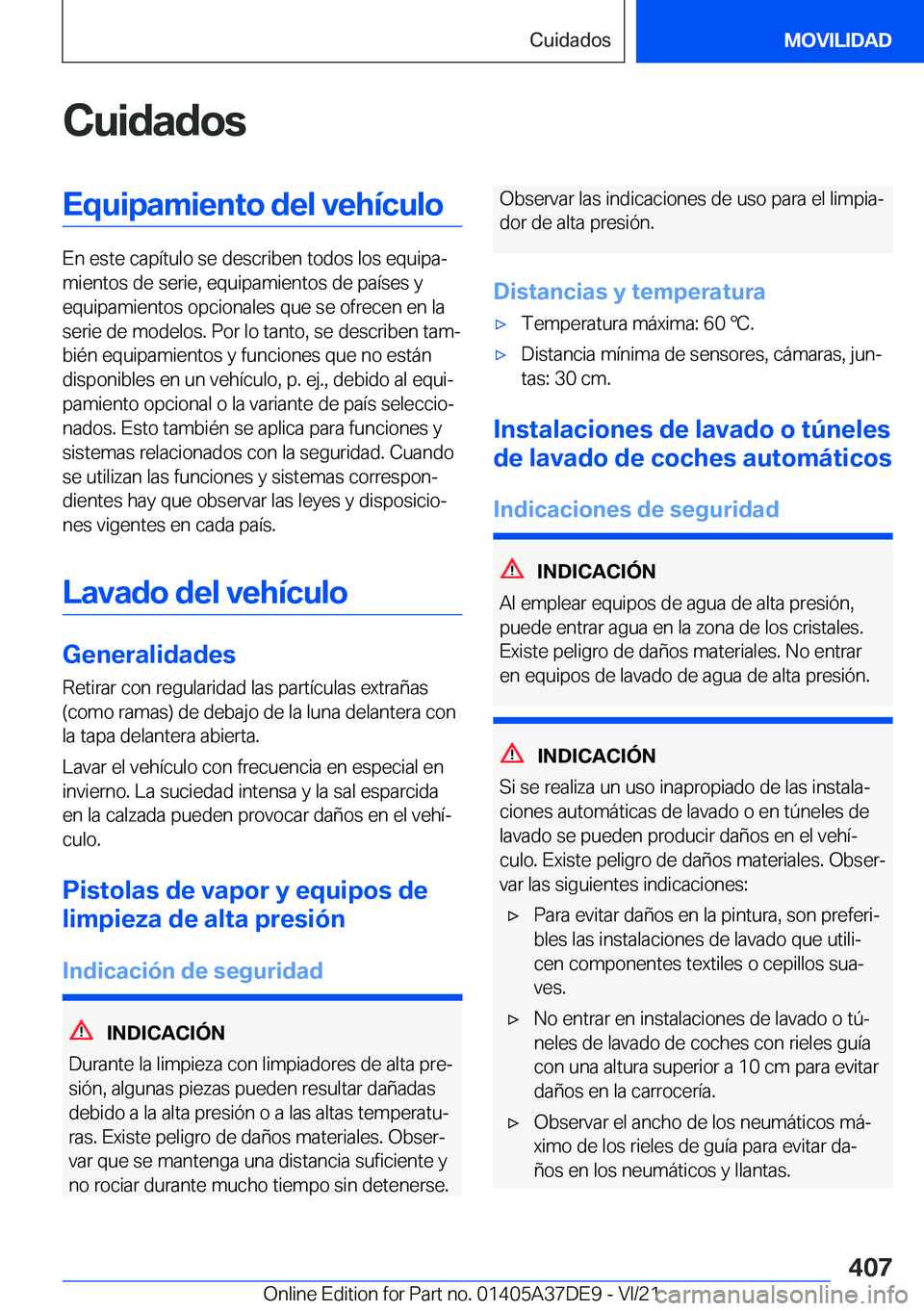 BMW M8 GRAN COUPE 2022  Manuales de Empleo (in Spanish) �C�u�i�d�a�d�o�s�E�q�u�i�p�a�m�i�e�n�t�o��d�e�l��v�e�h�