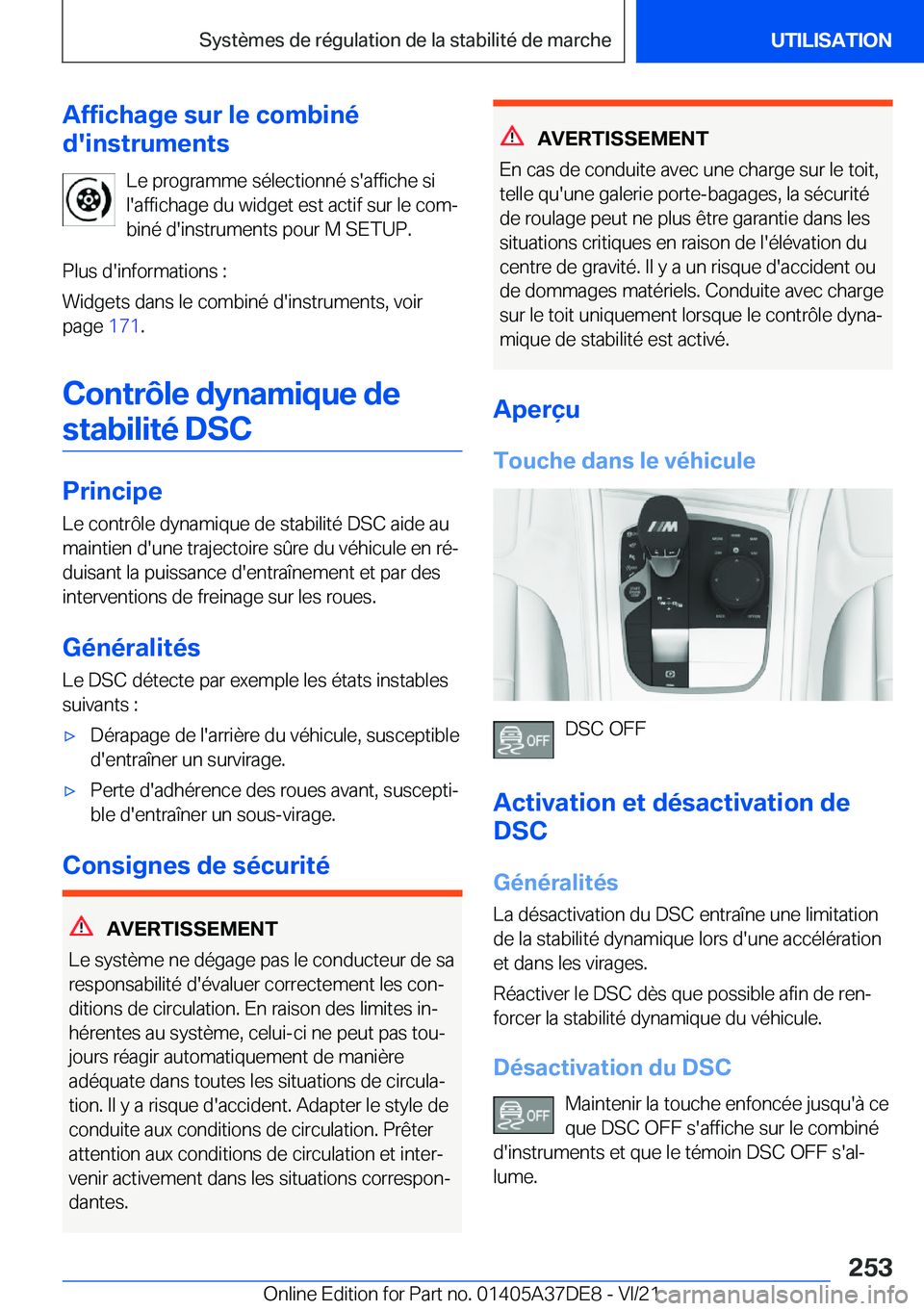 BMW M8 GRAN COUPE 2022  Notices Demploi (in French) �A�f�f�i�c�h�a�g�e��s�u�r��l�e��c�o�m�b�i�n�é
�d�'�i�n�s�t�r�u�m�e�n�t�s
�L�e��p�r�o�g�r�a�m�m�e��s�é�l�e�c�t�i�o�n�n�é��s�'�a�f�f�i�c�h�e��s�i
�l�'�a�f�f�i�c�h�a�g�e��d�u��w�i