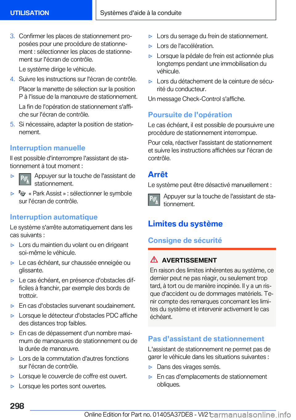 BMW M8 GRAN COUPE 2022  Notices Demploi (in French) �3�.�C�o�n�f�i�r�m�e�r��l�e�s��p�l�a�c�e�s��d�e��s�t�a�t�i�o�n�n�e�m�e�n�t��p�r�oj�p�o�s�é�e�s��p�o�u�r��u�n�e��p�r�o�c�é�d�u�r�e��d�e��s�t�a�t�i�o�n�n�ej�m�e�n�t��:��s�é�l�e�c�t�i�o�