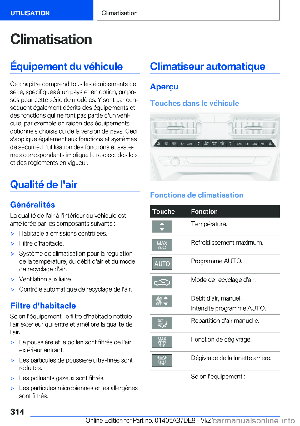 BMW M8 GRAN COUPE 2022  Notices Demploi (in French) �C�l�i�m�a�t�i�s�a�t�i�o�n�
