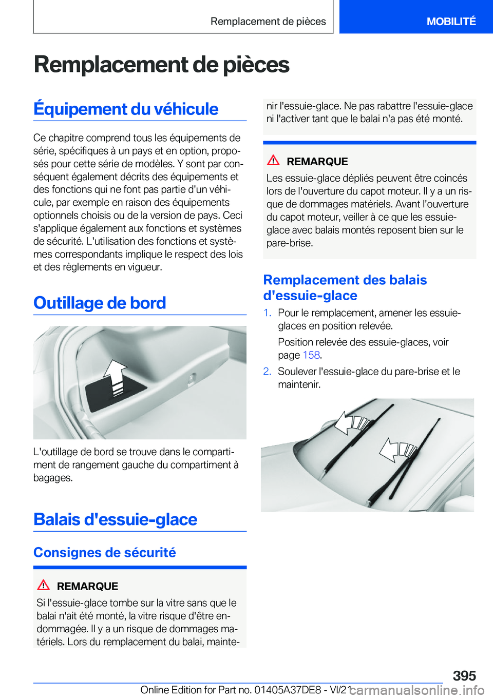 BMW M8 GRAN COUPE 2022  Notices Demploi (in French) �R�e�m�p�l�a�c�e�m�e�n�t��d�e��p�i�è�c�e�s�