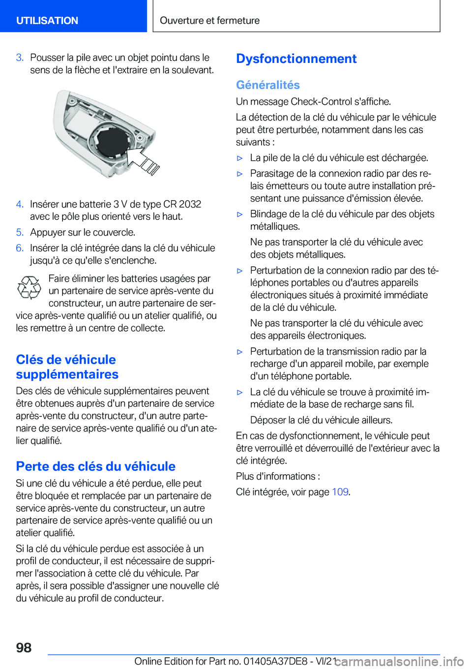 BMW M8 GRAN COUPE 2022  Notices Demploi (in French) �3�.�P�o�u�s�s�e�r��l�a��p�i�l�e��a�v�e�c��u�n��o�b�j�e�t��p�o�i�n�t�u��d�a�n�s��l�e
�s�e�n�s��d�e��l�a��f�l�è�c�h�e��e�t��l�'�e�x�t�r�a�i�r�e��e�n��l�a��s�o�u�l�e�v�a�n�t�.�4�.�I