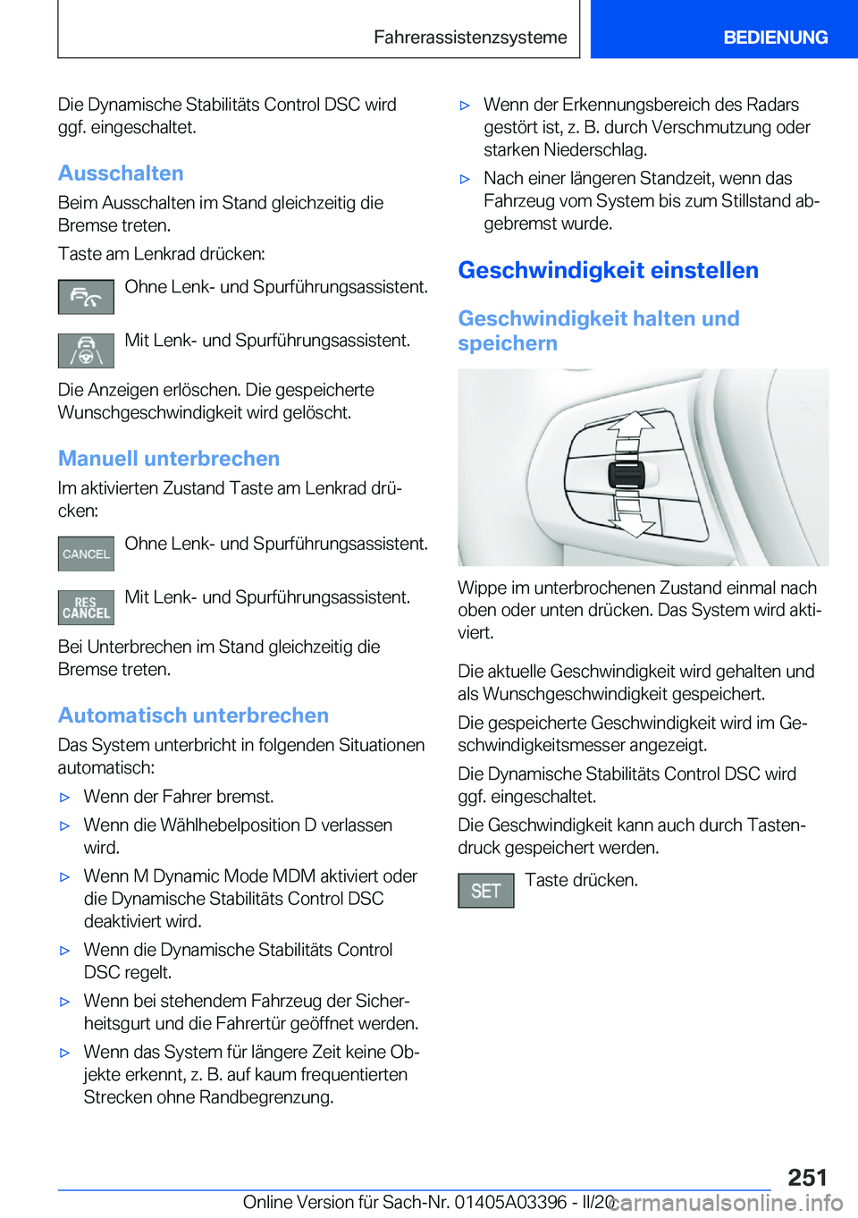 BMW M8 GRAN COUPE 2020  Betriebsanleitungen (in German) �D�i�e��D�y�n�a�m�i�s�c�h�e��S�t�a�b�i�l�i�t�
