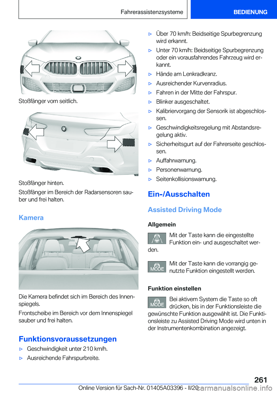 BMW M8 GRAN COUPE 2020  Betriebsanleitungen (in German) �S�t�o�