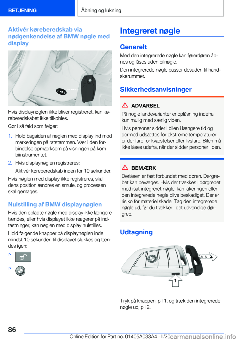 BMW M8 GRAN COUPE 2020  InstruktionsbØger (in Danish) �A�k�t�i�v�