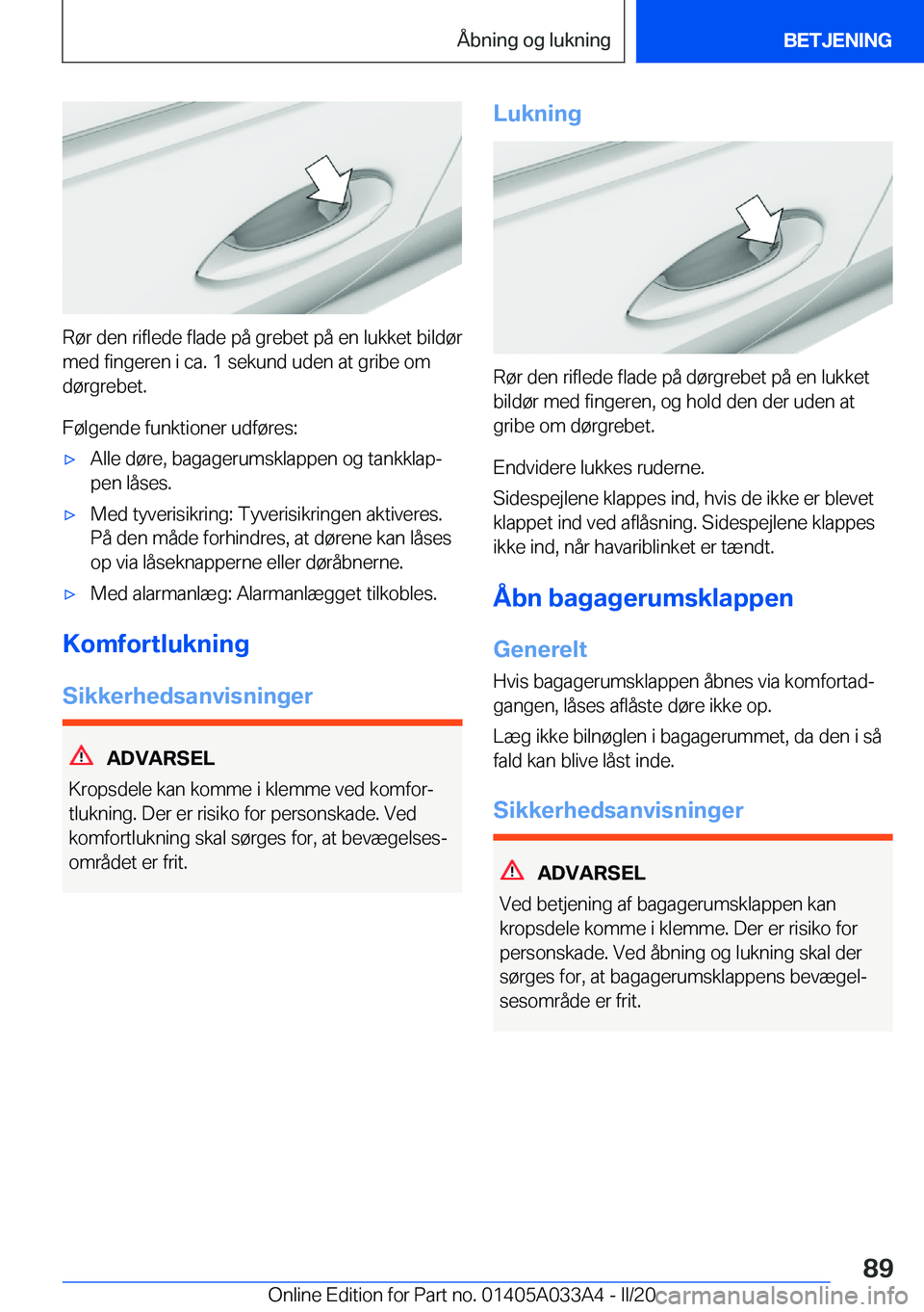 BMW M8 GRAN COUPE 2020  InstruktionsbØger (in Danish) �R�