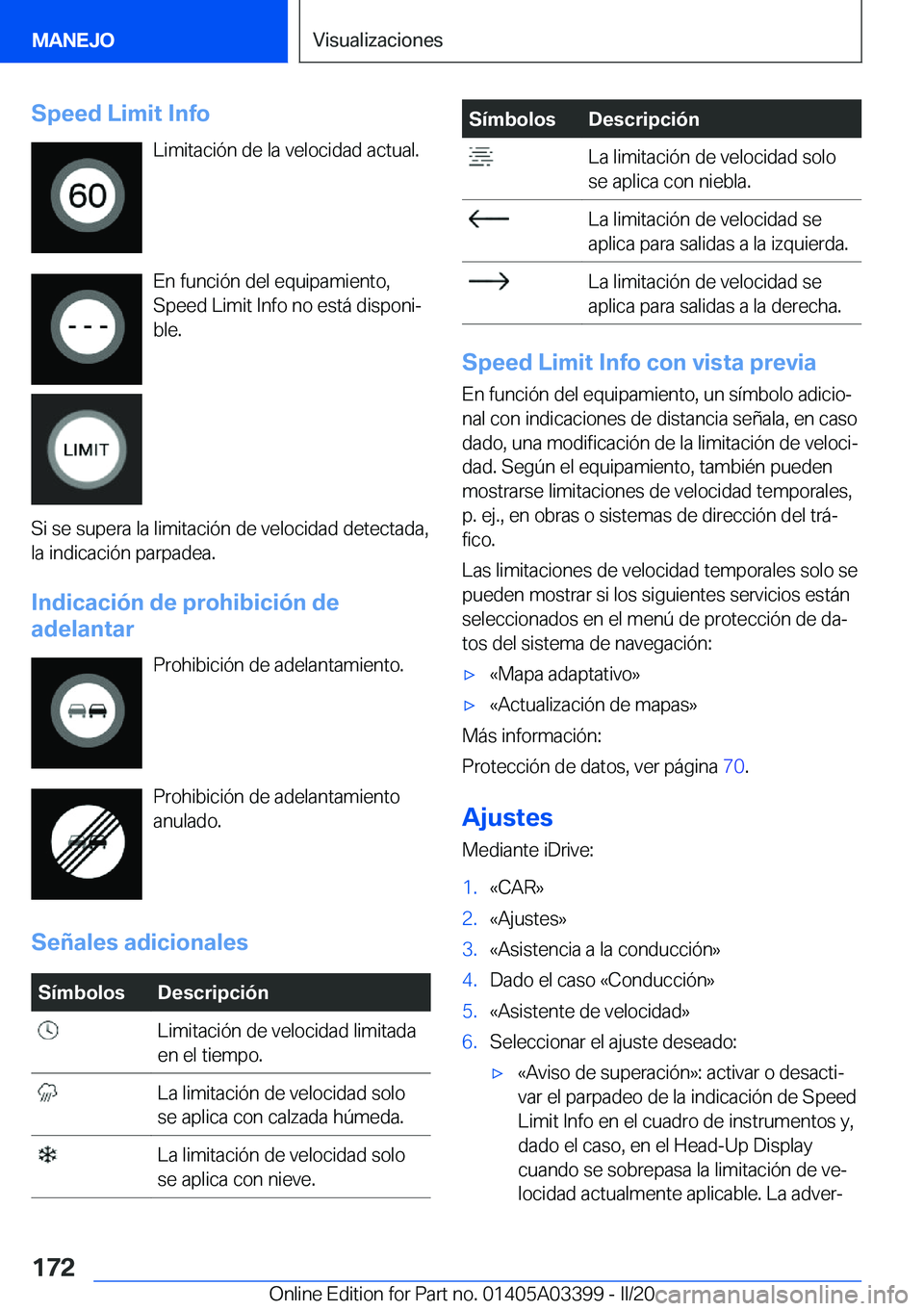 BMW M8 GRAN COUPE 2020  Manuales de Empleo (in Spanish) �S�p�e�e�d��L�i�m�i�t��I�n�f�o�L�i�m�i�t�a�c�i�