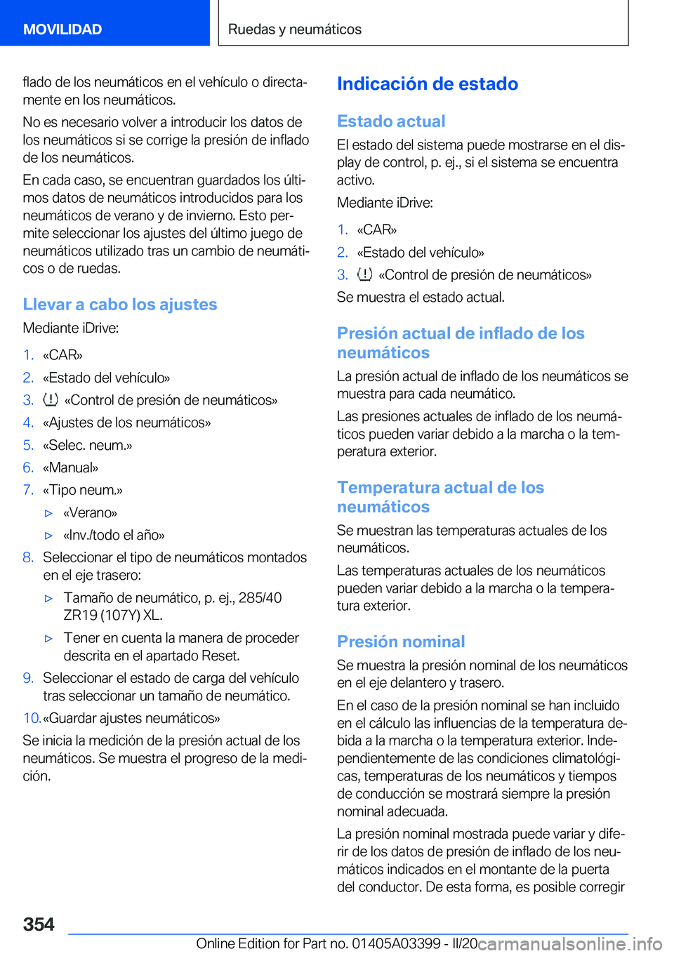 BMW M8 GRAN COUPE 2020  Manuales de Empleo (in Spanish) �f�l�a�d�o��d�e��l�o�s��n�e�u�m�