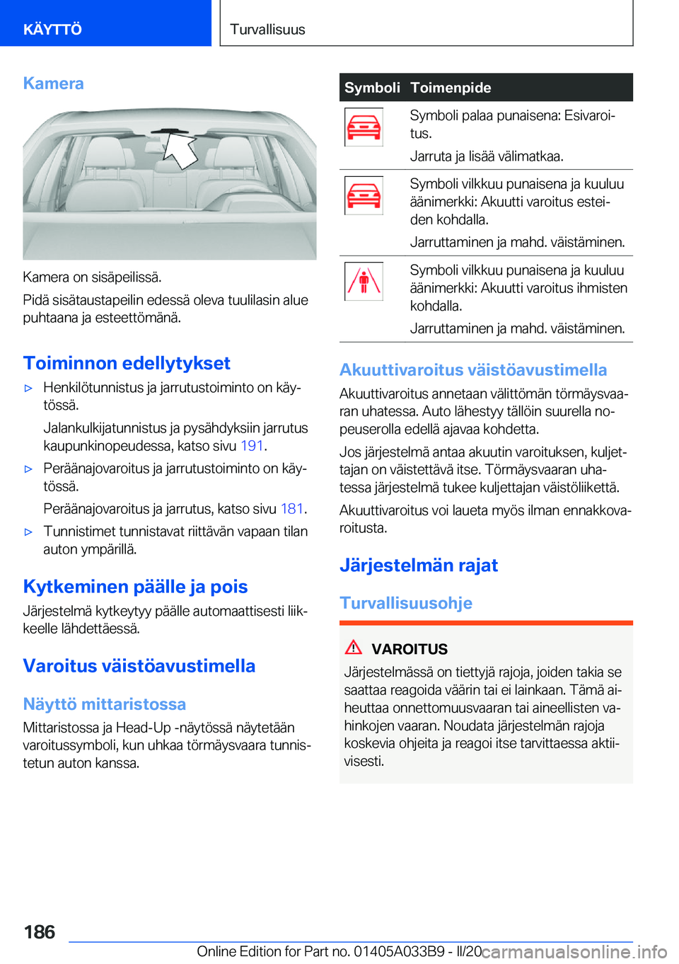 BMW M8 GRAN COUPE 2020  Omistajan Käsikirja (in Finnish) �K�a�m�e�r�a
�K�a�m�e�r�a��o�n��s�i�s�