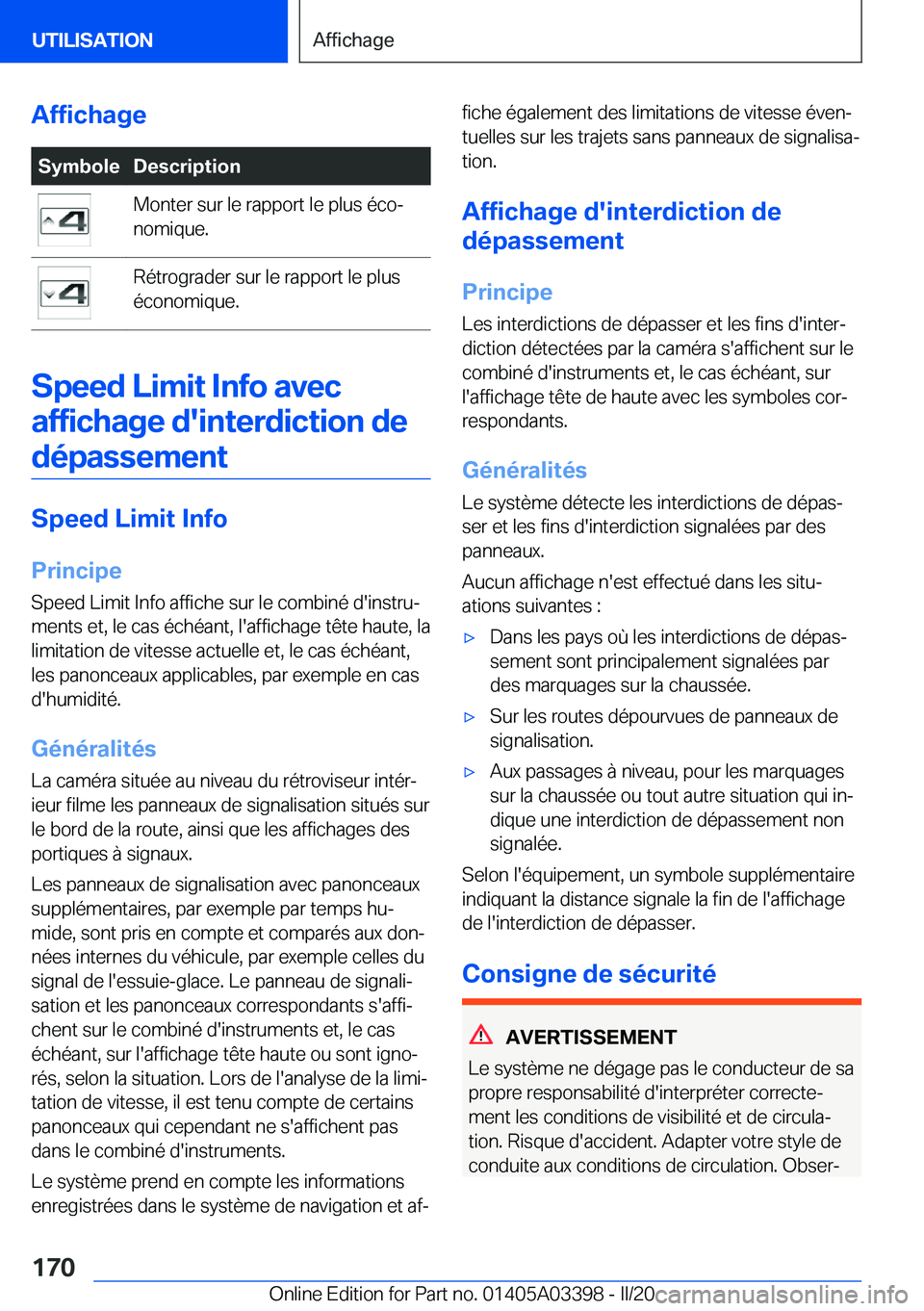 BMW M8 GRAN COUPE 2020  Notices Demploi (in French) �A�f�f�i�c�h�a�g�e�S�y�m�b�o�l�e�D�e�s�c�r�i�p�t�i�o�n�M�o�n�t�e�r��s�u�r��l�e��r�a�p�p�o�r�t��l�e��p�l�u�s��é�c�oj
�n�o�m�i�q�u�e�.�R�é�t�r�o�g�r�a�d�e�r��s�u�r��l�e��r�a�p�p�o�r�t��l�e�