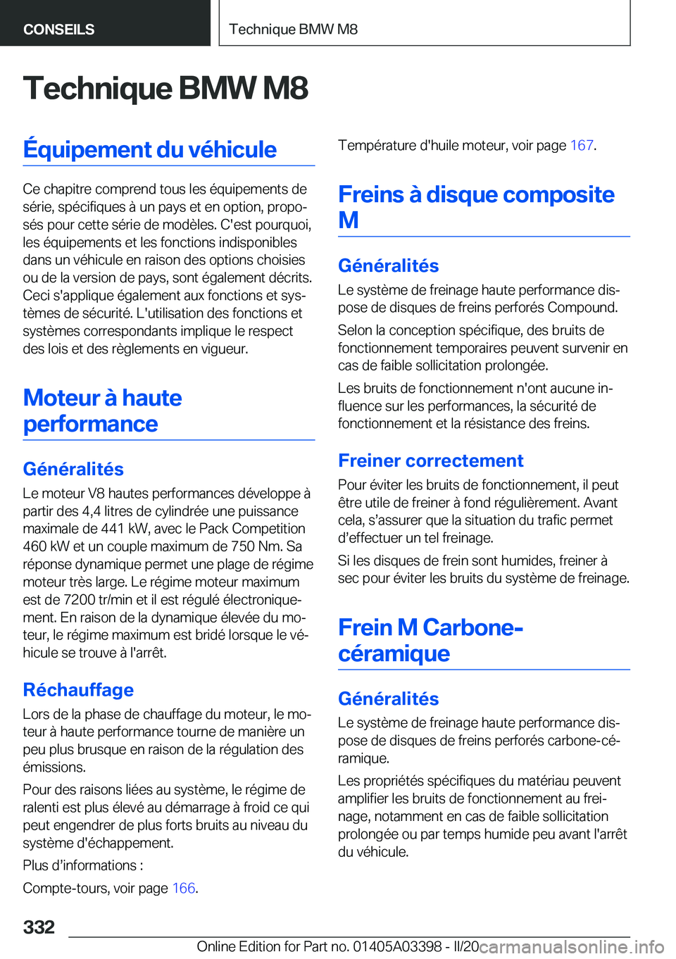 BMW M8 GRAN COUPE 2020  Notices Demploi (in French) �T�e�c�h�n�i�q�u�e��B�M�W��M�8�
