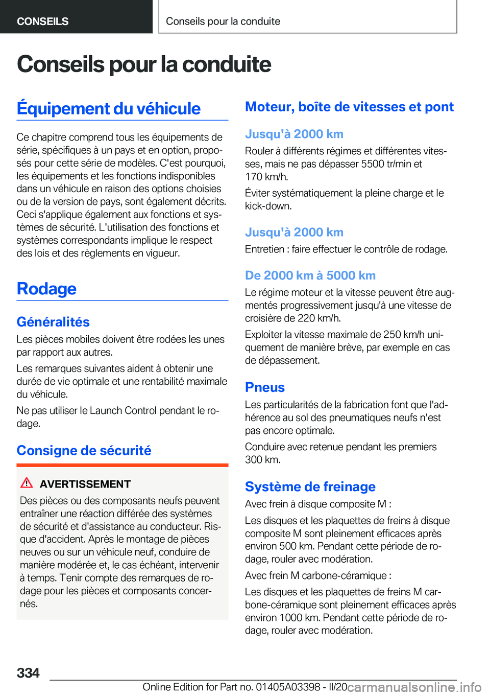 BMW M8 GRAN COUPE 2020  Notices Demploi (in French) �C�o�n�s�e�i�l�s��p�o�u�r��l�a��c�o�n�d�u�i�t�e�