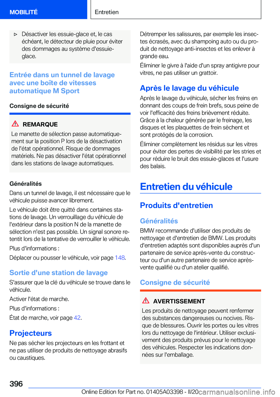 BMW M8 GRAN COUPE 2020  Notices Demploi (in French) 'x�D�é�s�a�c�t�i�v�e�r��l�e�s��e�s�s�u�i�e�-�g�l�a�c�e��e�t�,��l�e��c�a�s
�é�c�h�é�a�n�t�,��l�e��d�é�t�e�c�t�e�u�r��d�e��p�l�u�i�e��p�o�u�r��é�v�i�t�e�r �d�e�s��d�o�m�m�a�g�e�s��
