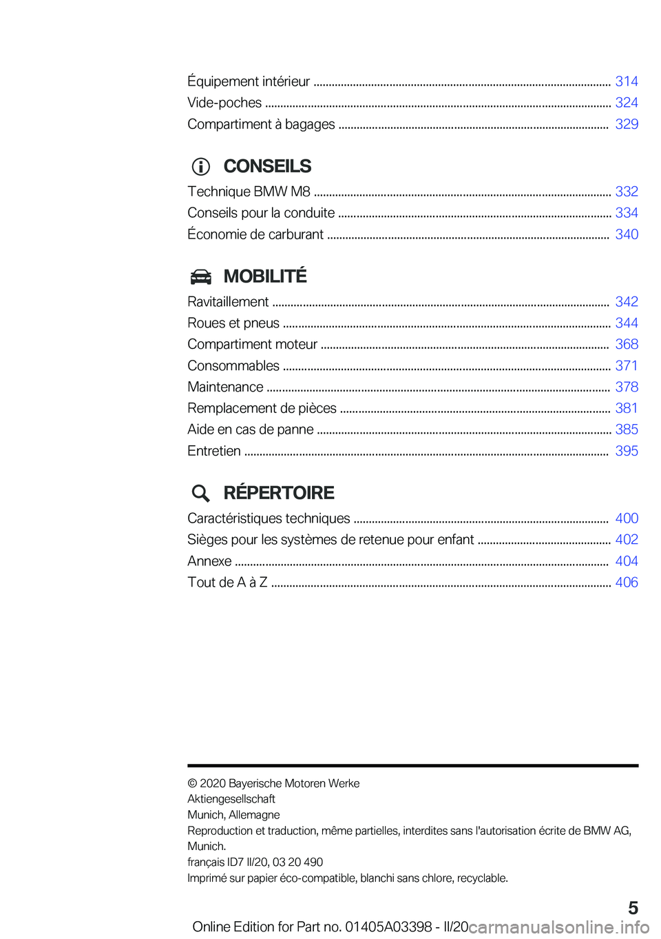 BMW M8 GRAN COUPE 2020  Notices Demploi (in French) �