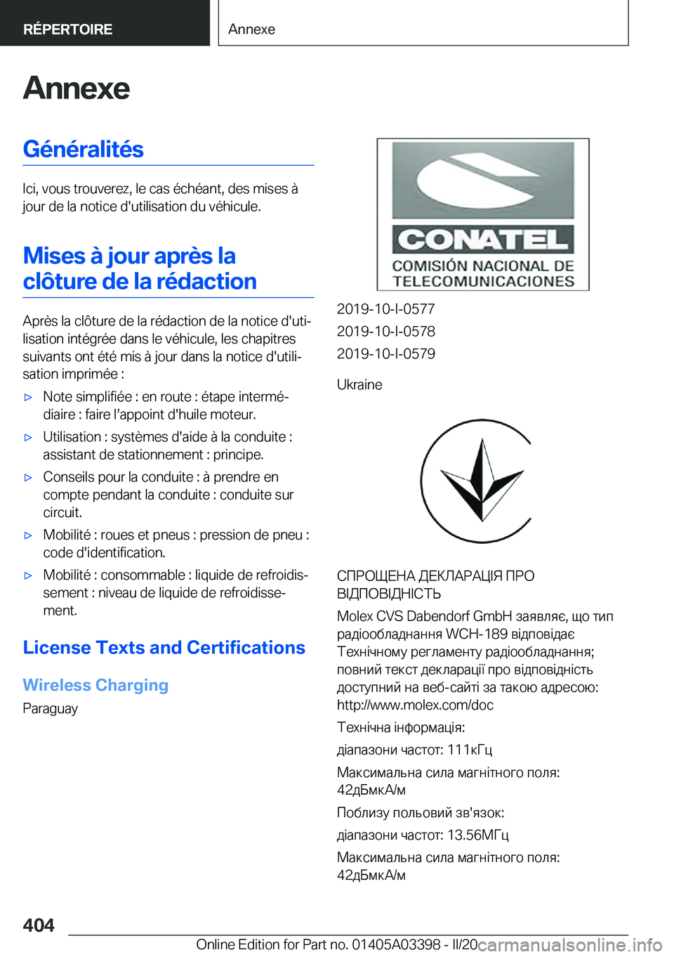 BMW M8 GRAN COUPE 2020  Notices Demploi (in French) �A�n�n�e�x�e�G�é�n�é�r�a�l�i�t�é�s
�I�c�i�,��v�o�u�s��t�r�o�u�v�e�r�e�z�,��l�e��c�a�s��é�c�h�é�a�n�t�,��d�e�s��m�i�s�e�s��