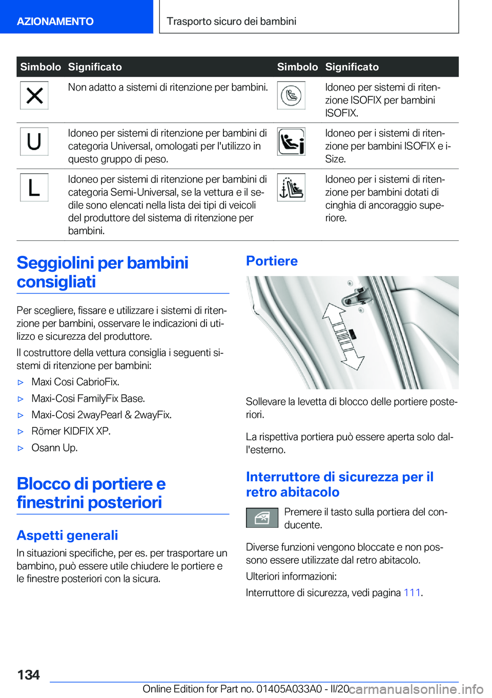 BMW M8 GRAN COUPE 2020  Libretti Di Uso E manutenzione (in Italian) �S�i�m�b�o�l�o�S�i�g�n�i�f�i�c�a�t�o�S�i�m�b�o�l�o�S�i�g�n�i�f�i�c�a�t�o�N�o�n��a�d�a�t�t�o��a��s�i�s�t�e�m�i��d�i��r�i�t�e�n�z�i�o�n�e��p�e�r��b�a�m�b�i�n�i�.�I�d�o�n�e�o��p�e�r��s�i�s�t�e�m