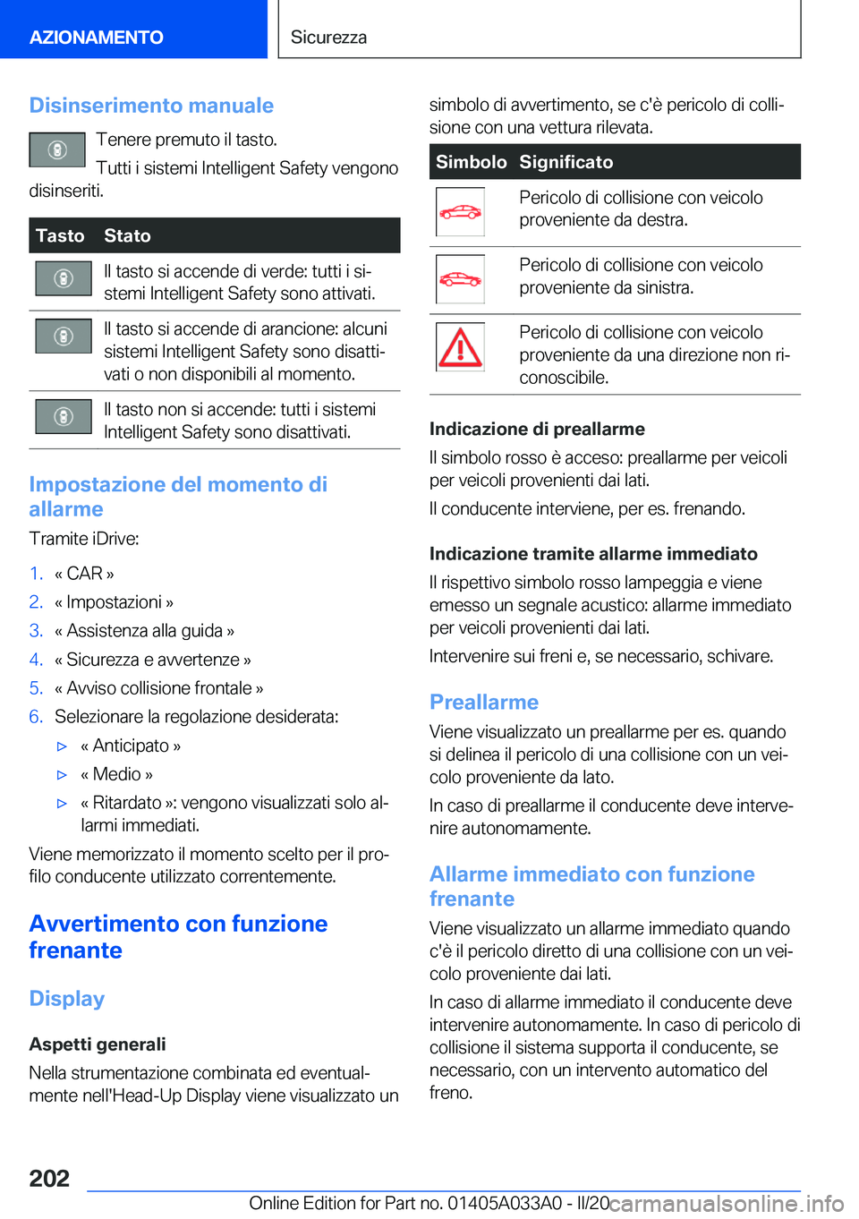 BMW M8 GRAN COUPE 2020  Libretti Di Uso E manutenzione (in Italian) �D�i�s�i�n�s�e�r�i�m�e�n�t�o��m�a�n�u�a�l�e�T�e�n�e�r�e��p�r�e�m�u�t�o��i�l��t�a�s�t�o�.
�T�u�t�t�i��i��s�i�s�t�e�m�i��I�n�t�e�l�l�i�g�e�n�t��S�a�f�e�t�y��v�e�n�g�o�n�o
�d�i�s�i�n�s�e�r�i�t�i