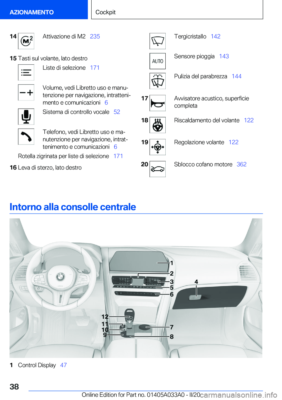 BMW M8 GRAN COUPE 2020  Libretti Di Uso E manutenzione (in Italian) �1�4�A�t�t�i�v�a�z�i�o�n�e��d�i��M�2\_�2�3�5�1�5�T�a�s�t�i��s�u�l��v�o�l�a�n�t�e�,��l�a�t�o��d�e�s�t�r�o�L�i�s�t�e��d�i��s�e�l�e�z�i�o�n�e\_�1�7�1�V�o�l�u�m�e�,��v�e�d�i��L�i�b�r�e�t�t�o