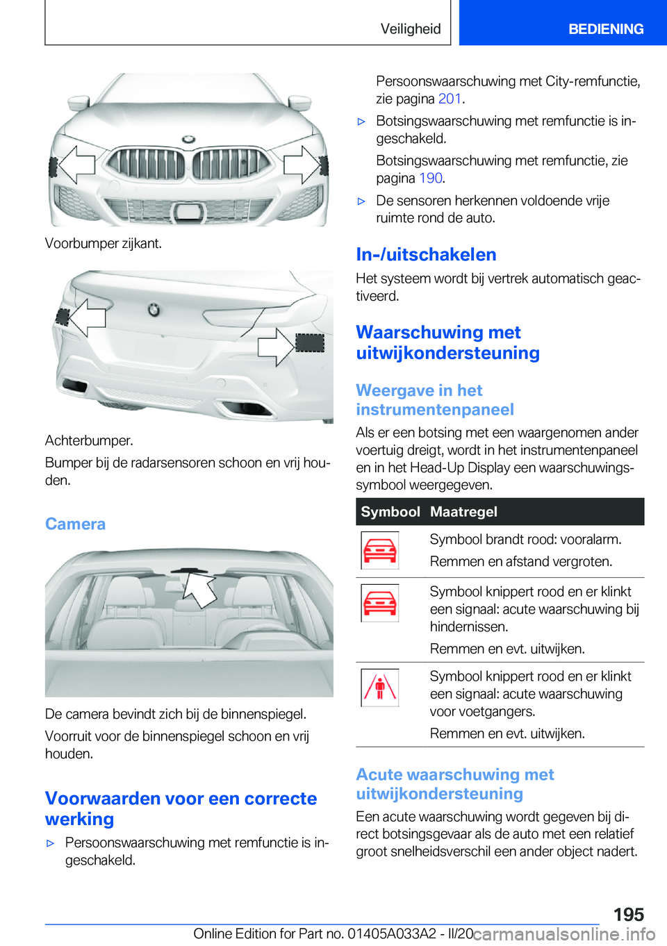 BMW M8 GRAN COUPE 2020  Instructieboekjes (in Dutch) �V�o�o�r�b�u�m�p�e�r��z�i�j�k�a�n�t�.
�A�c�h�t�e�r�b�u�m�p�e�r�.
�B�u�m�p�e�r��b�i�j��d�e��r�a�d�a�r�s�e�n�s�o�r�e�n��s�c�h�o�o�n��e�n��v�r�i�j��h�o�uj �d�e�n�.
�C�a�m�e�r�a
�D�e��c�a�m�e�r�