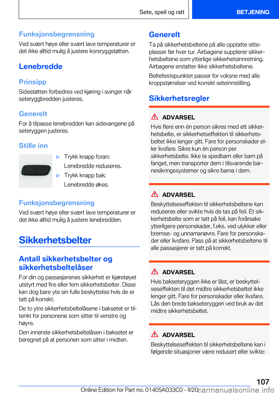 BMW M8 GRAN COUPE 2020  InstruksjonsbØker (in Norwegian) �F�u�n�k�s�j�o�n�s�b�e�g�r�e�n�s�n�i�n�g
�V�e�d��s�v�æ�r�t��h�