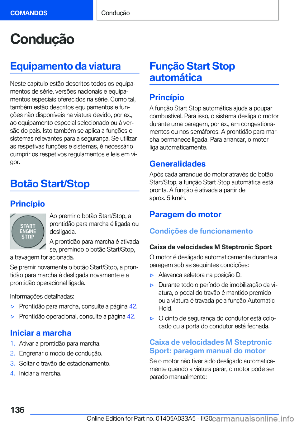 BMW M8 GRAN COUPE 2020  Manual do condutor (in Portuguese) �C�o�n�d�u�