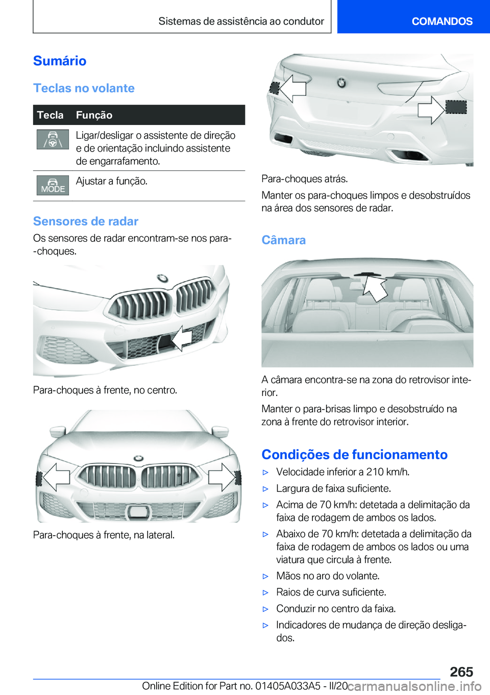 BMW M8 GRAN COUPE 2020  Manual do condutor (in Portuguese) �S�u�m�á�r�i�o�T�e�c�l�a�s��n�o��v�o�l�a�n�t�e�T�e�c�l�a�F�u�n�