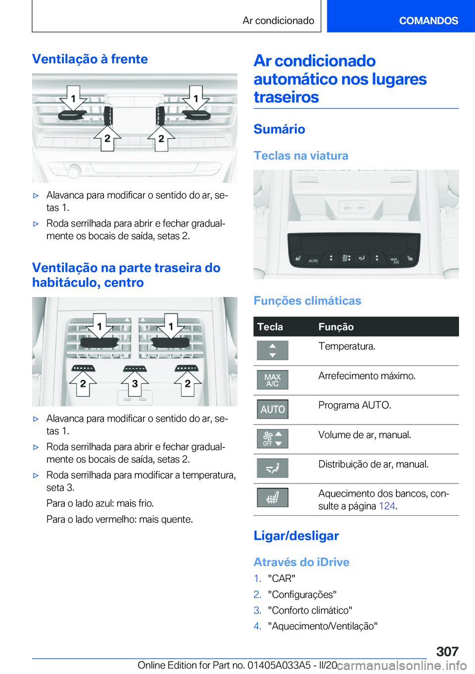 BMW M8 GRAN COUPE 2020  Manual do condutor (in Portuguese) �V�e�n�t�i�l�a�