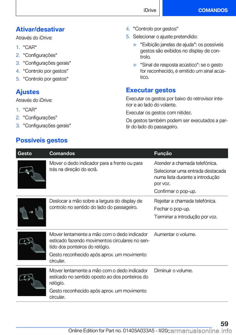 BMW M8 GRAN COUPE 2020  Manual do condutor (in Portuguese) �A�t�i�v�a�r�/�d�e�s�a�t�i�v�a�r�A�t�r�a�v�é�s��d�o��i�D�r�i�v�e�:�1�.��C�A�R��2�.��C�o�n�f�i�g�u�r�a�