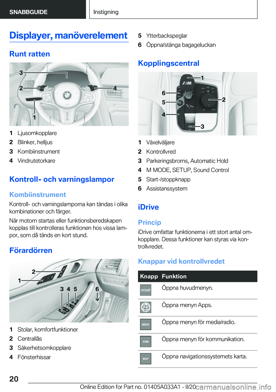 BMW M8 GRAN COUPE 2020  InstruktionsbÖcker (in Swedish) �D�i�s�p�l�a�y�e�r�,��m�a�n�