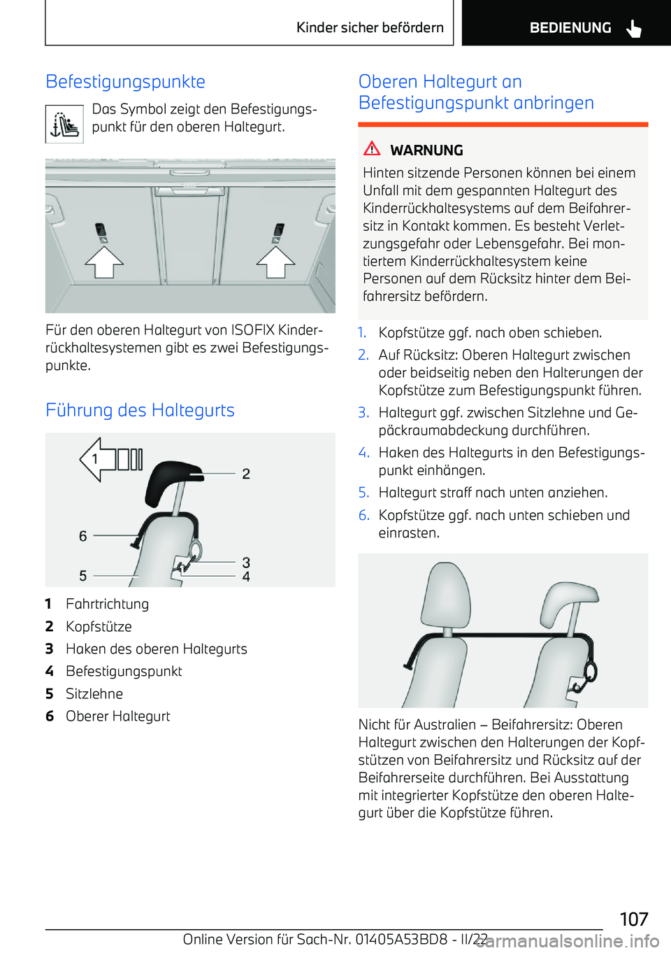 BMW X1 2022 Betriebsanleitungen (in German) BefestigungspunkteDas Symbol zeigt den Befestigungs BMW X1 2022 Betriebsanleitungen (in German) BefestigungspunkteDas Symbol zeigt den Befestigungs