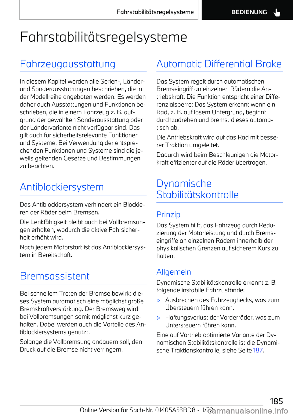 BMW X1 2022  Betriebsanleitungen (in German) Fahrstabilit