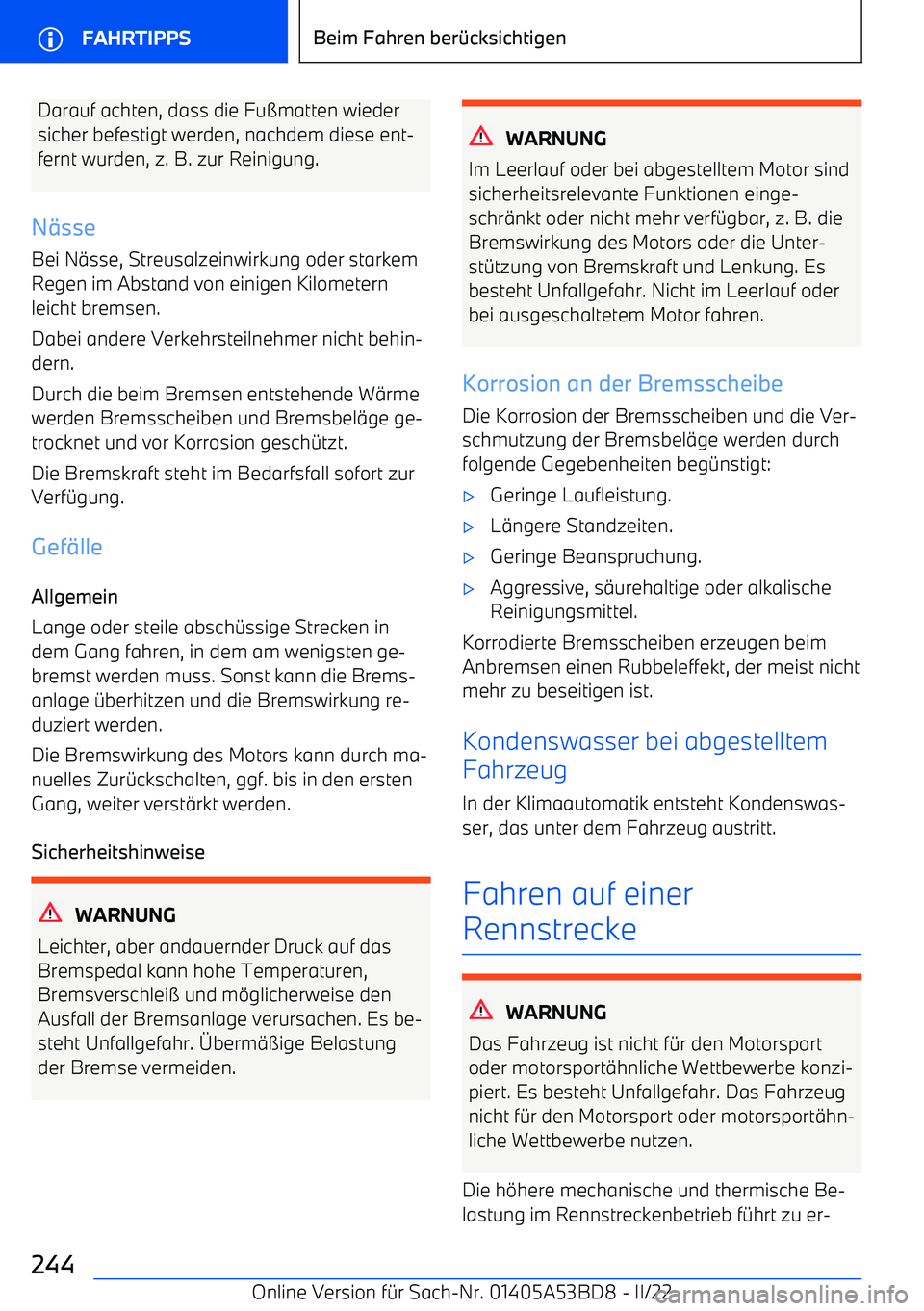 BMW X1 2022 Betriebsanleitungen (in German) Darauf achten, dass die Fu BMW X1 2022 Betriebsanleitungen (in German) Darauf achten, dass die Fu