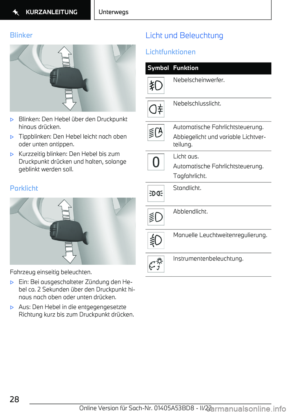 BMW X1 2022 Betriebsanleitungen (in German) Blinker BMW X1 2022 Betriebsanleitungen (in German) Blinker