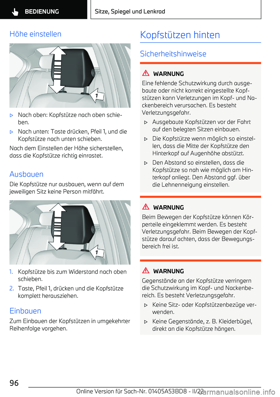 BMW X1 2022  Betriebsanleitungen (in German) H