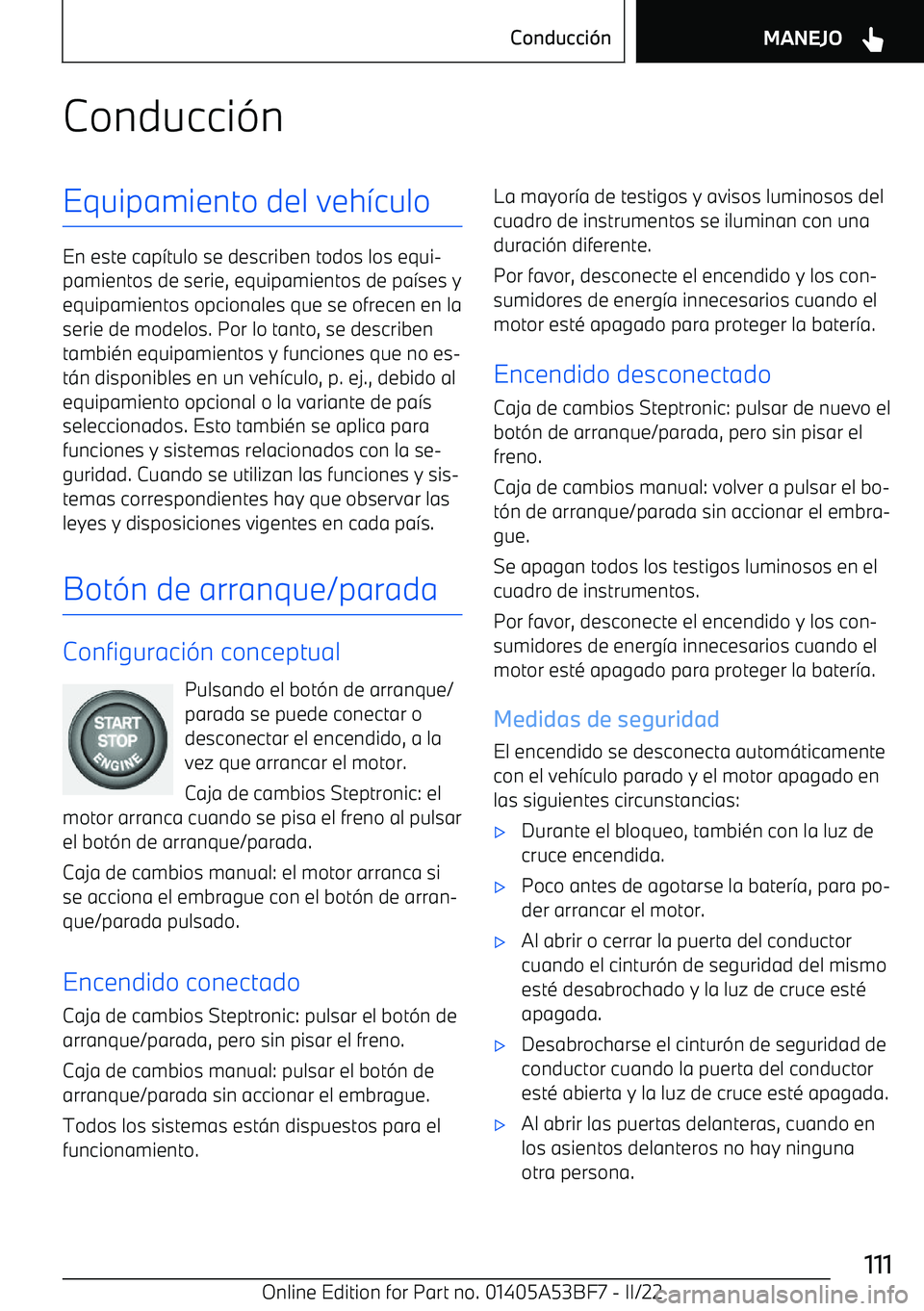 BMW X1 2022 Manuales de Empleo (in Spanish) Conducci BMW X1 2022 Manuales de Empleo (in Spanish) Conducci
