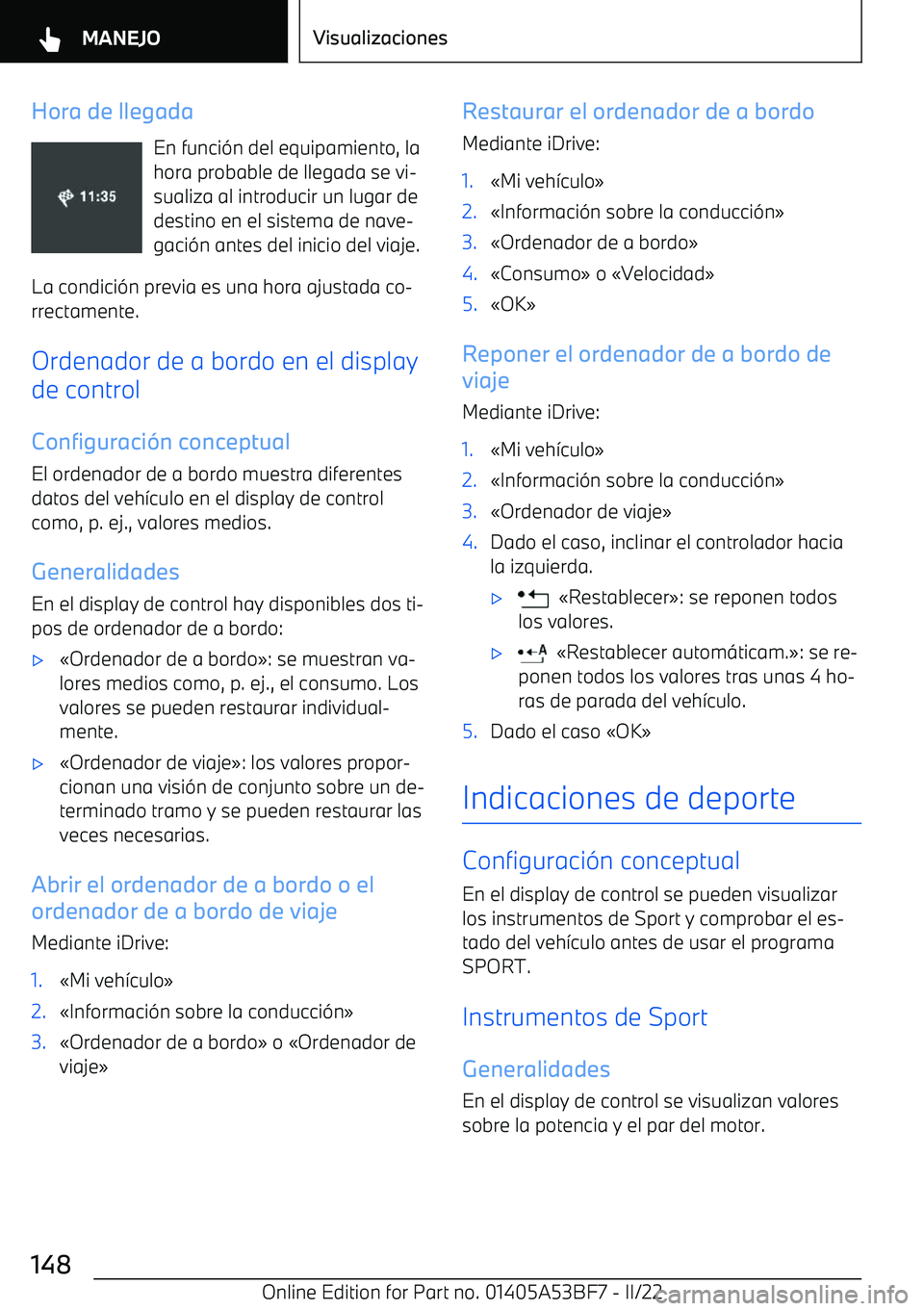 BMW X1 2022 Manuales de Empleo (in Spanish) Hora de llegadaEn funci BMW X1 2022 Manuales de Empleo (in Spanish) Hora de llegadaEn funci