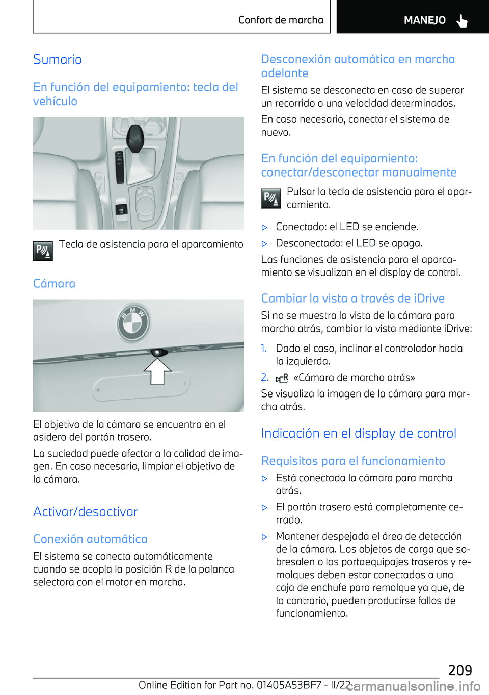 BMW X1 2022 Manuales de Empleo (in Spanish) SumarioEn funci BMW X1 2022 Manuales de Empleo (in Spanish) SumarioEn funci