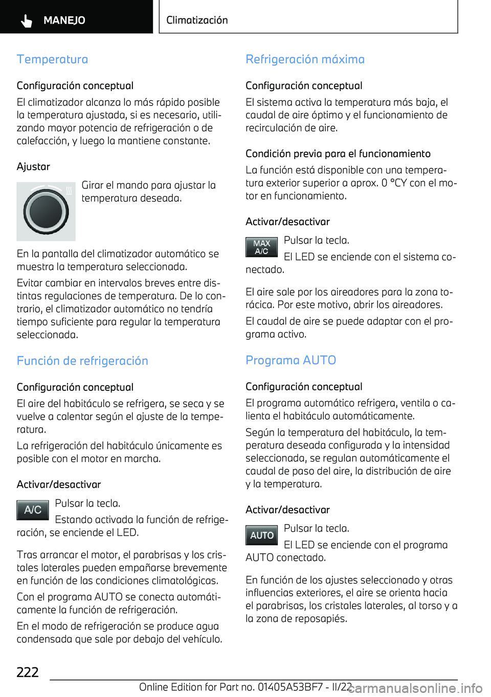 BMW X1 2022  Manuales de Empleo (in Spanish) Temperatura
Configuraci