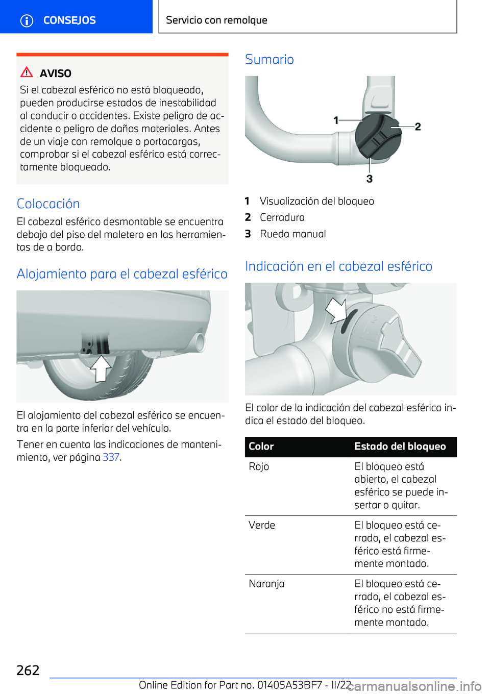 BMW X1 2022 Manuales de Empleo (in Spanish) AVISO
Si el cabezal esf BMW X1 2022 Manuales de Empleo (in Spanish) AVISO
Si el cabezal esf